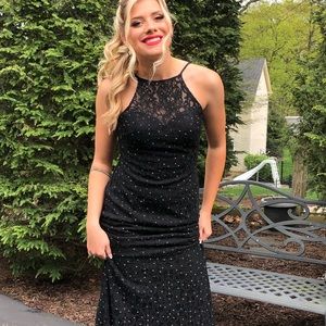 Prom dress, black with rhinestones
